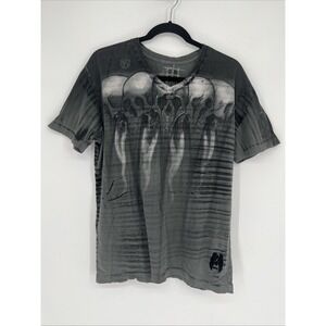Remetee Trademark T-Shirt  Mens Size Large Skull Wings Embellished Velour Print
